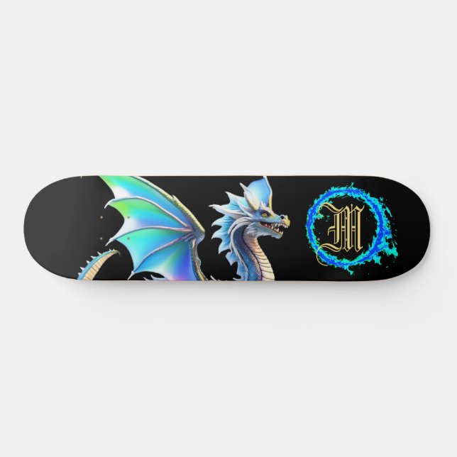 *~* Metallic AP88 Elemental Gold BLUE Dragon  Skateboard (Horz)