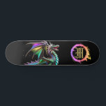 *~* Metallic AP88 Elemental Gold Teal Dragon  Skateboard<br><div class="desc">(Search code AP88 to find similar items ) Easily Transfer to other Zazzle Products. Elemental Element DRAGON with RING of FIRE / FLAMES / FLAME and INITIAL MONOGRAM for your name - Keep or edit or delete the text. This Fierce Popular trending skateboard Chinese style custom pro Element Dragon design...</div>