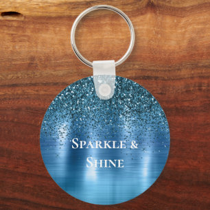 Metallic Aqua Blue Glitter Keychain