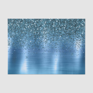 Metallic Aqua Blue Sparkle Glitter  Tissue Paper