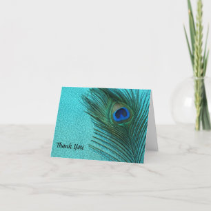 Metallic Aqua Peacock Mariage Merci Cartes
