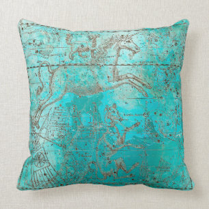Metallic Aquatic Ocean Water Beach Brown Unicorn Throw Pillow