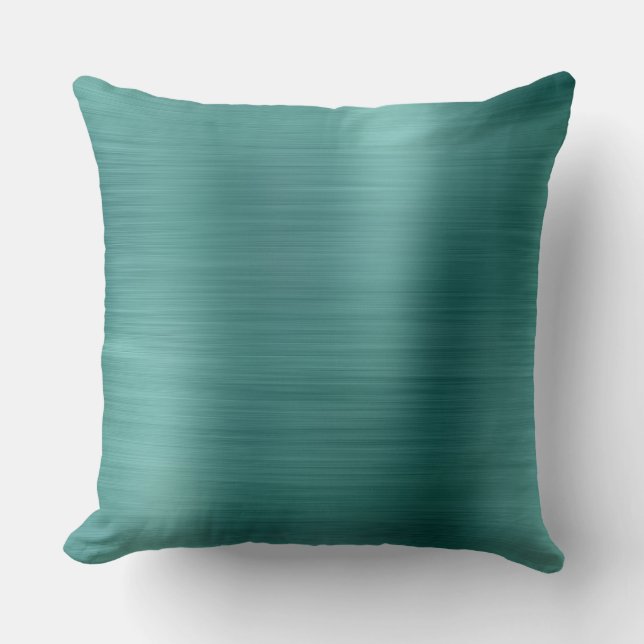 Metallic Aquatic Silver Metallic Tripical Teal Throw Pillow (Front)