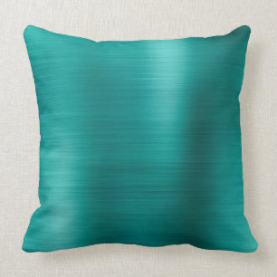 Metallic Aquatic Silver Metallic Tripical Teal Throw Pillow