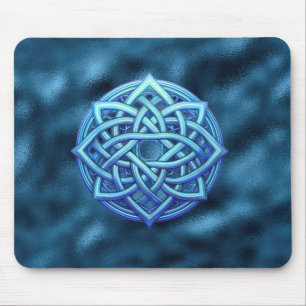 Metallic Arctic Blue Celtic Knot Dark Clouds Mouse Pad