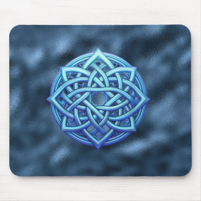 Metallic Arctic Blue Celtic Knot Dark Clouds  Mouse Pad (Front)