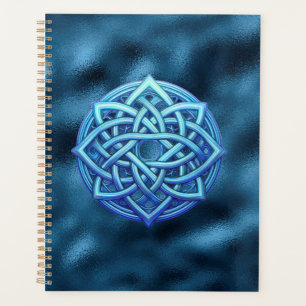 Metallic Arctic Blue Celtic Knot Dark Clouds Planner