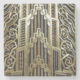 Metallic art nouveau design, vintage,elegant,chic, stone coaster