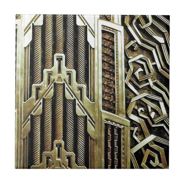 Metallic art nouveau design, vintage,elegant,chic, tile (Front)
