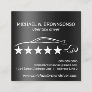 Metallic Automobile Service Car driver Square Business Card