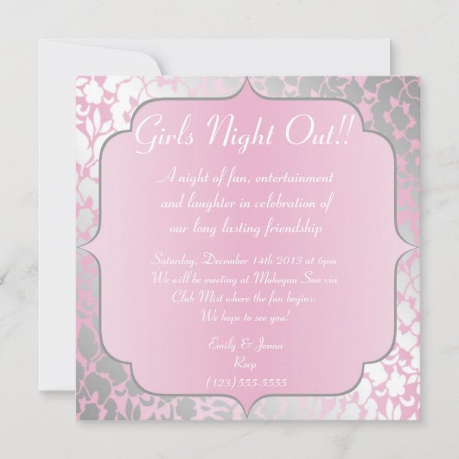 Metallic Baby Pink Girls Night Out  Invitation (Front)