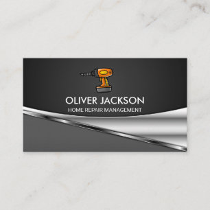 Metallic Background Drill Hardware Tool Business Card