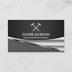 Metallic Background   Hammer Tools Business Card