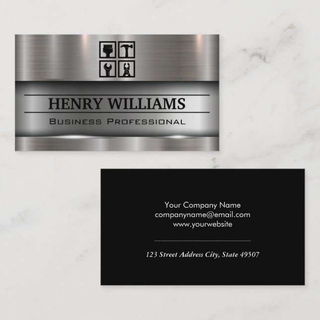 Metallic Background | Hardware Tools Business Card (Front/Back)