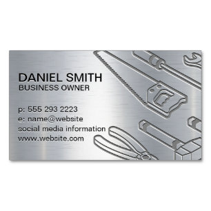 Metallic Background   Industrial Tools Magnetic Business Card
