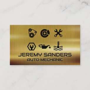 Metallic Background   Mechanic Tools Business Card