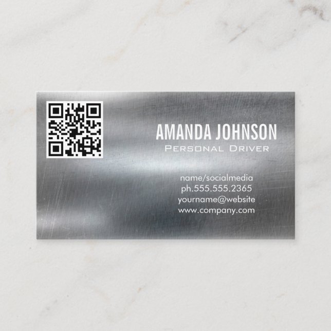 Metallic Background | QR Code Business Card (Front)