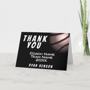 Metallic Baketball Black Thank you Coach Card