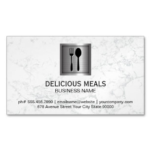 Metallic Banner   Elegant Marble Magnetic Business Card
