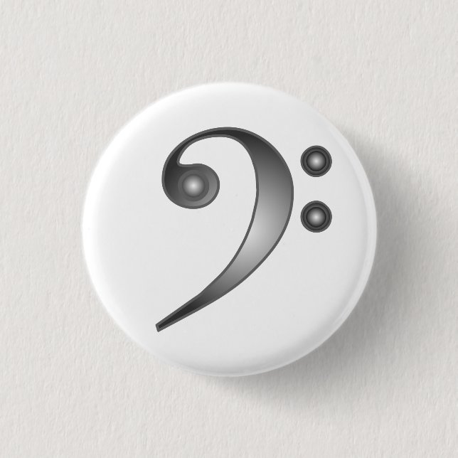 Metallic Bass Clef 1 Inch Round Button (Front)