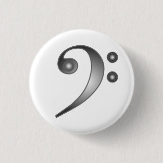 Metallic Bass Clef 1 Inch Round Button