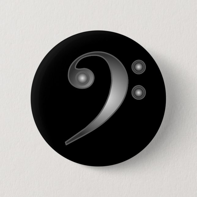Metallic Bass Clef 2 Inch Round Button (Front)