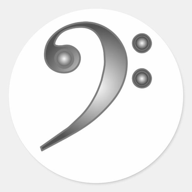 Metallic Bass Clef Classic Round Sticker (Front)