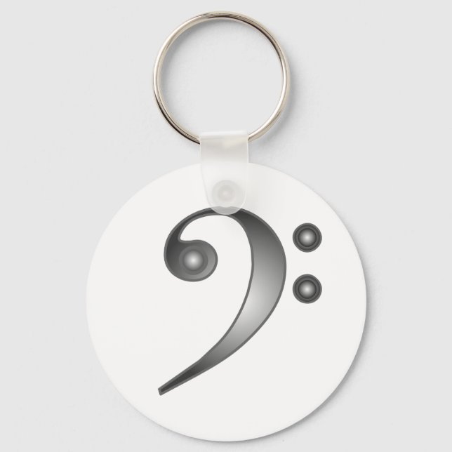 Metallic Bass Clef Keychain (Front)