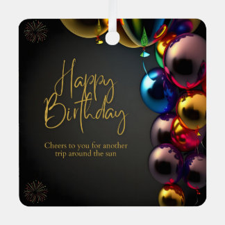 Metallic Birthday Cheers Metal Ornament