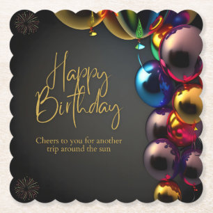 Metallic Birthday Cheers Paper Coaster