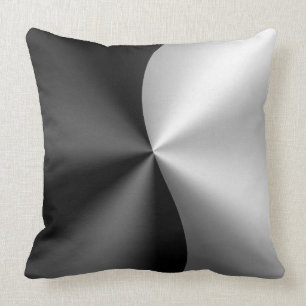 Metallic Black And Silver Stainless Steel Look Throw Pillow