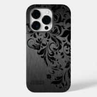 Metallic Black Brushed Aluminum & Black Lace