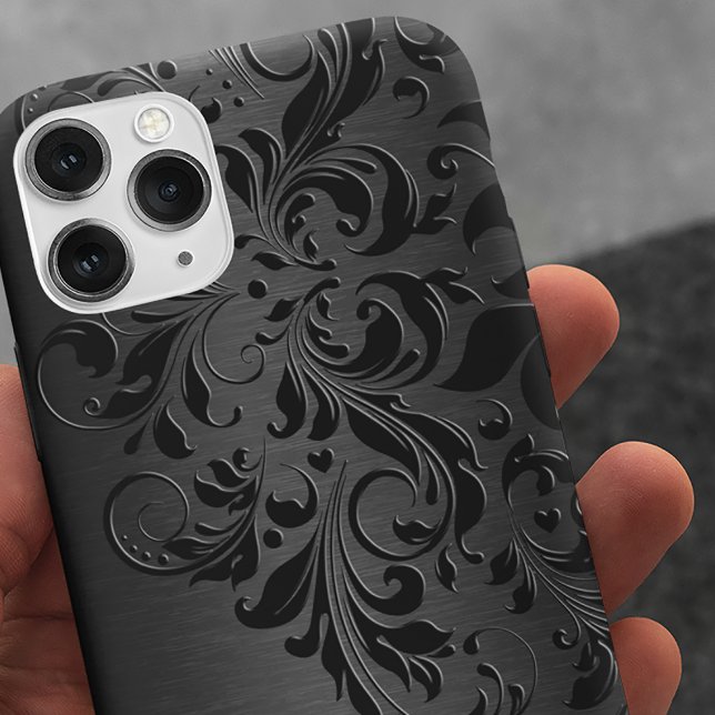 Metallic Black Brushed Aluminum & Black Lace Case-Mate iPhone Case (Creator Uploaded)