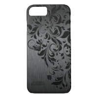 Metallic Black Brushed Aluminum & Black Lace
