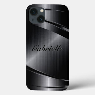 Metallic Black Design Brushed Aluminum Look iPhone 13 Case