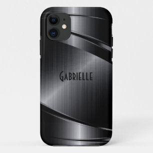Metallic Black Design Brushed Aluminum Look iPhone 11 Case
