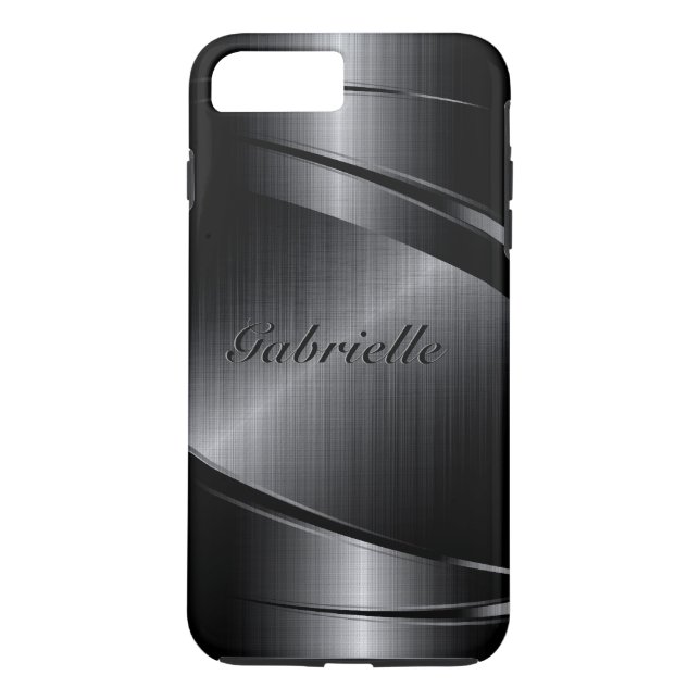 Metallic Black Design Brushed Aluminum Look Case-Mate iPhone Case (Back)
