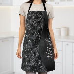 Metallic Black Glitter Personalized Apron<br><div class="desc">Easily personalize this black brushed metal and glamourous faux glitter patterned apron with your own custom name.</div>