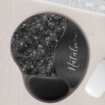 Metallic Black Glitter Personalized Gel Mouse Pad<br><div class="desc">Easily personalize this black brushed metal and glamourous faux glitter patterned gel mouse pad with your own custom name.</div>