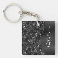 Metallic Black Glitter Personalized