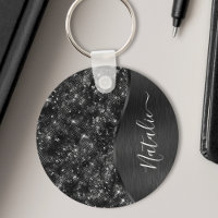 Metallic Black Glitter Personalized
