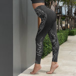 Metallic Black Glitter Personalized Leggings<br><div class="desc">Easily personalize this black brushed metal and glamourous faux glitter patterned leggings with your own custom name.</div>