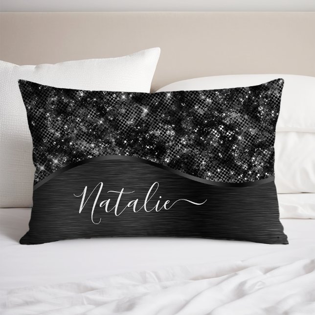 Metallic Black Glitter Personalized Pillowcase (Creator Uploaded)
