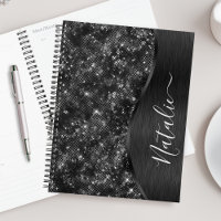 Metallic Black Glitter Personalized