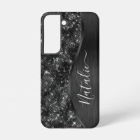 Metallic Black Glitter Personalized