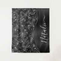 Metallic Black Glitter Personalized