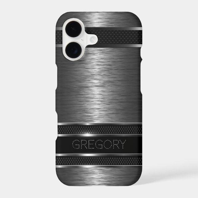 Metallic Black & Grey Stripes (Back)