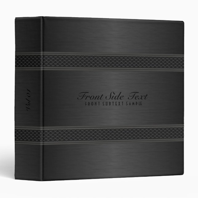 Metallic Black Monochromatic Design Brushed Metal Binder (Front/Spine)