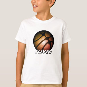 Metallic Black Orange Basketball Ball Name T-Shirt