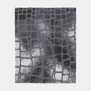 Metallic Black Snake Skin: Elegant Texture Fleece Blanket
